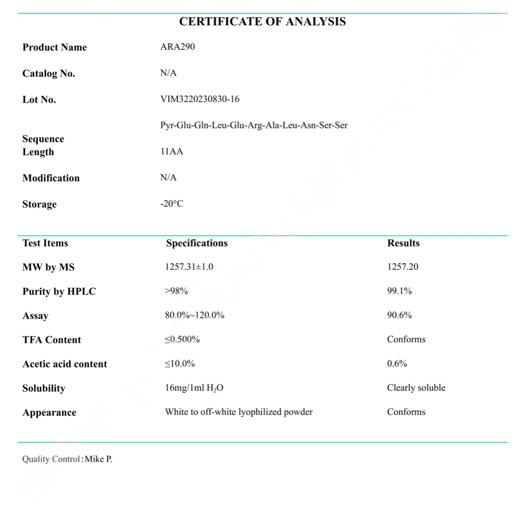 COA ARA-290 16mg COA ARA-290 16mg